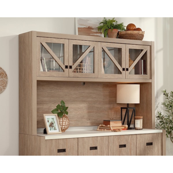 Sauder 12.76 in D X 42.24 in H, 65.98 in W X Engineered wood, Glass - 432895