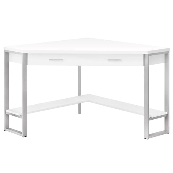 Monarch Specialties Computer Desk, Home Office, Corner, Storage Drawers, 42"L, Work, Laptop, Metal, White, Grey - I 7500