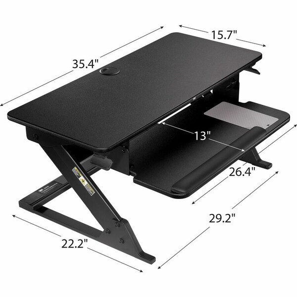 3M Precision Standing Desk, 22.2 in D X 20 in H, 35.4 in W X Black - MMMSD60B