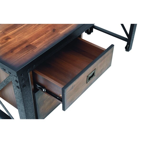 Duramax 24.01 in D X 29.72 in H, 62.01 in W X Solid Wood Top/Steel, Brown/Dark Gray - 68050