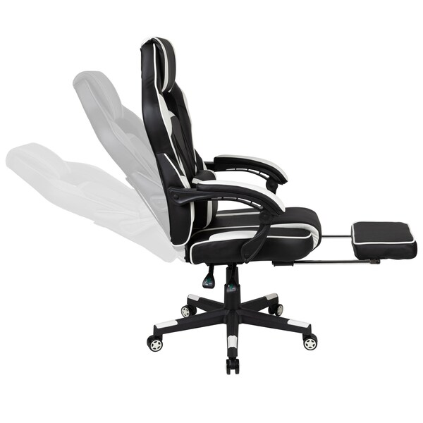 Flash Furniture Black Gaming Desk-Cup Holder/Reclining Chair Set - BLN-X40RSG1031-WH-GG