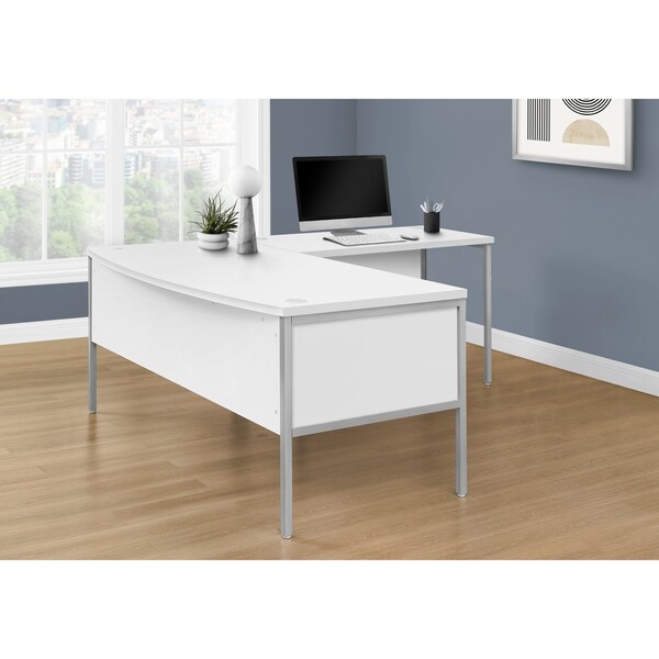 Monarch Specialties Computer Desk, 35.5 in D X 30 in W X Particle Board, Hollow-Core, Laminate, Mdf, Metal, Plastic, White - I 7725