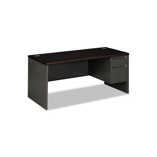 Hon HON, 38000 SERIES RIGHT PEDESTAL DESK, 66W X 30D X 29.5H, MAHOGANY/CHARCOAL - 38291RNS