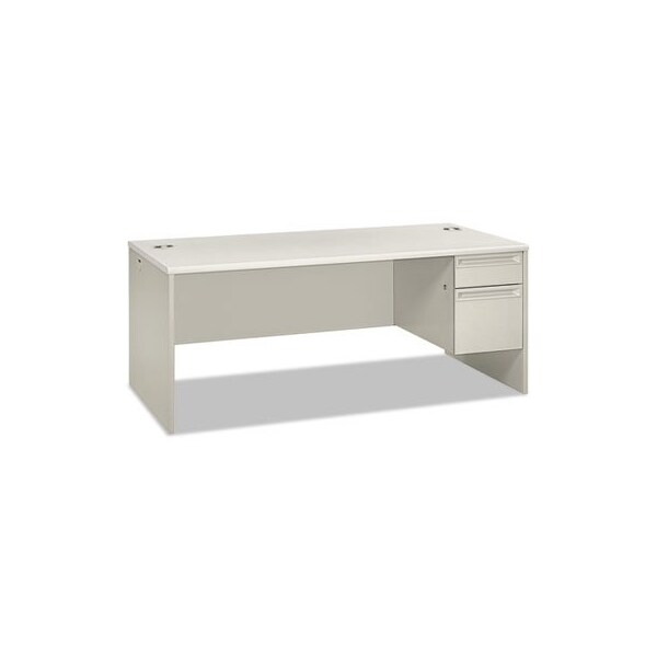 Hon HON, 38000 SERIES SINGLE PEDESTAL DESK, RIGHT, 72W X 36D X 30H, SILVER MESH/LIGHT GRAY - 38293RB9Q