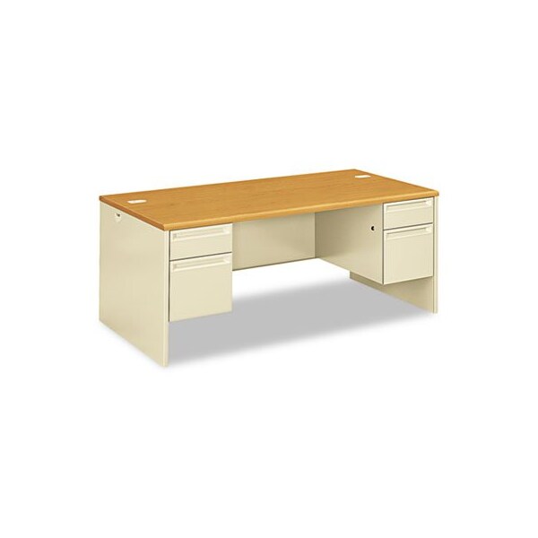 Hon HON, 38000 SERIES DOUBLE PEDESTAL DESK, 72W X 36D X 29.5H, HARVEST/PUTTY - 38180CL