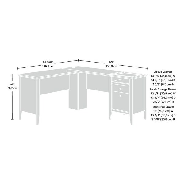Sauder 59.06 in D X 30 in H, 62.68 in W X Engineered wood, Metal - 433588