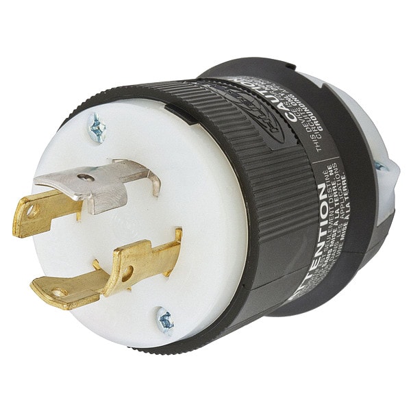 Hubbell 30A Twist-Lock Plug 4P 4W 277/480VAC L19-30P BK/WT - HBL2761