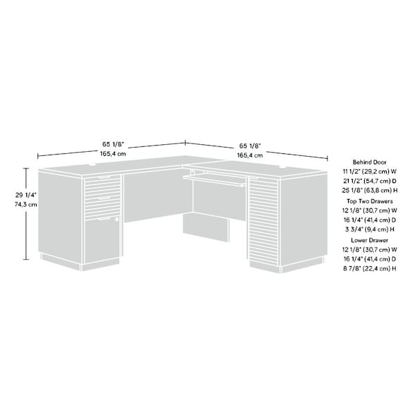 Sauder 65.12 in D X 29.25 in H, 65.12 in W X Engineered wood - 426914