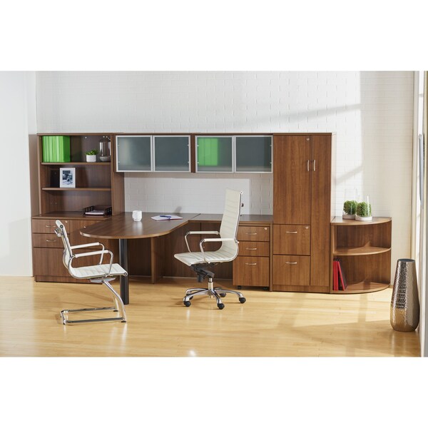 Lorell Desk Return Return, 24" D X 29-1/2" H, 35" W X 3mm PVC (Edge), Metal, Walnut - LLR34400