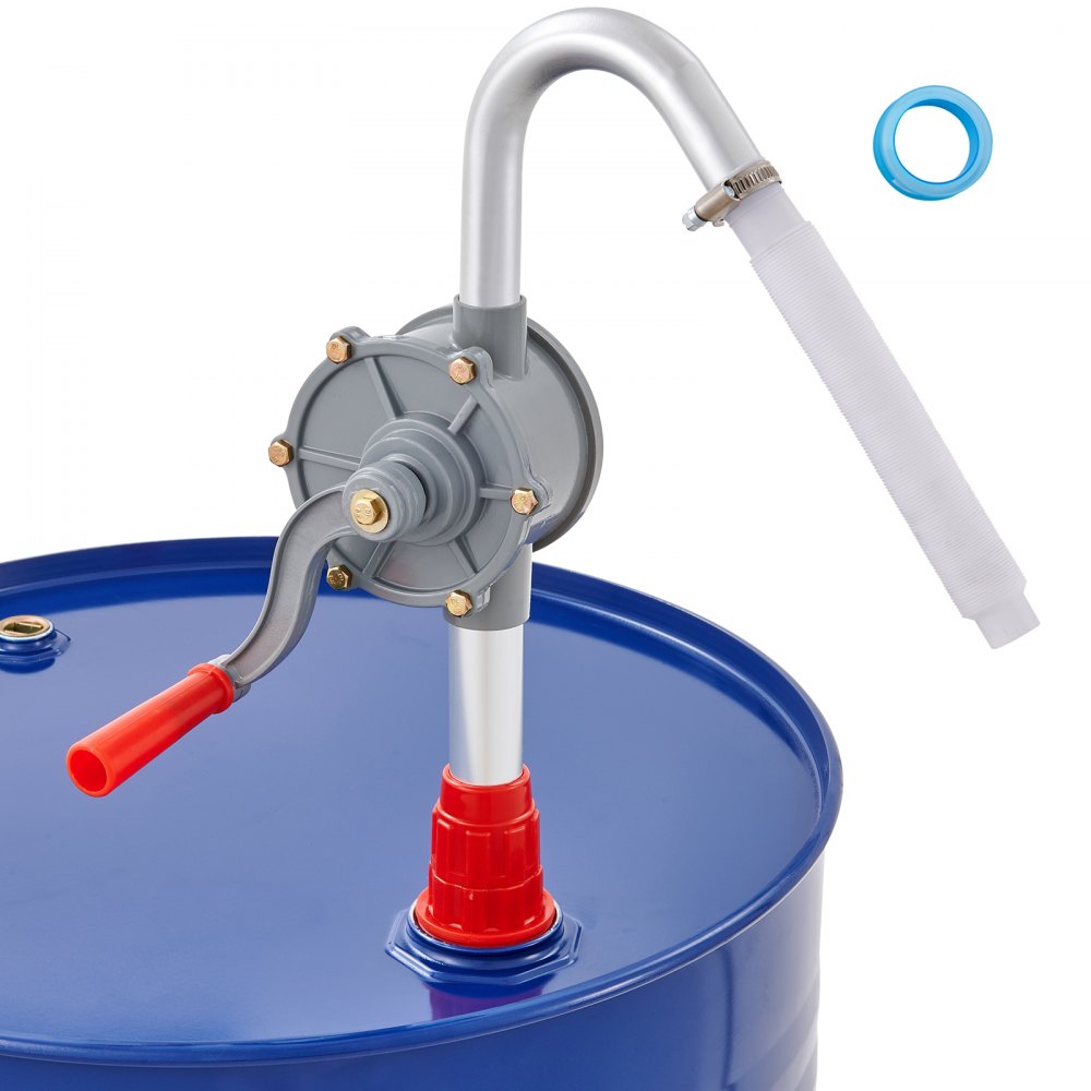 VEVOR Drum Pump, 6 GPM Flow, Rotary Barrel Pump Hand Crank, Fits 5 to 55 Gallon Drums with 3-Section Suction Tube Assembly and Hose, Designed to Transfer Fuel, Oil, Diesel, Kerosene, Aluminum Alloy - SDTBSYSLH8555Z7NZV0