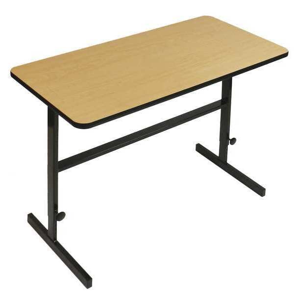 Correll Workstation Desk Standing Height Workstation, 48" D X 34" to 42" H, 24" W X Fusion Maple - CST2448-16