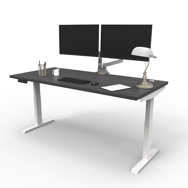 We'Re It Electric Sit Stand Desk, 46.25 H, 30 W X Laminate wood, metal, White, Sarum Twill - VL22WH7230-8827