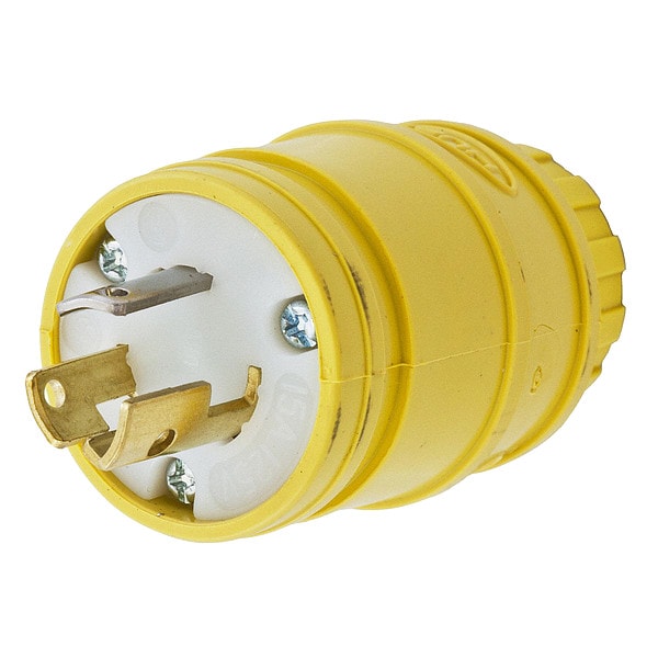 Hubbell 15A Locking Plug 2P 3W 125VAC L5-15P YL - HBL24W47