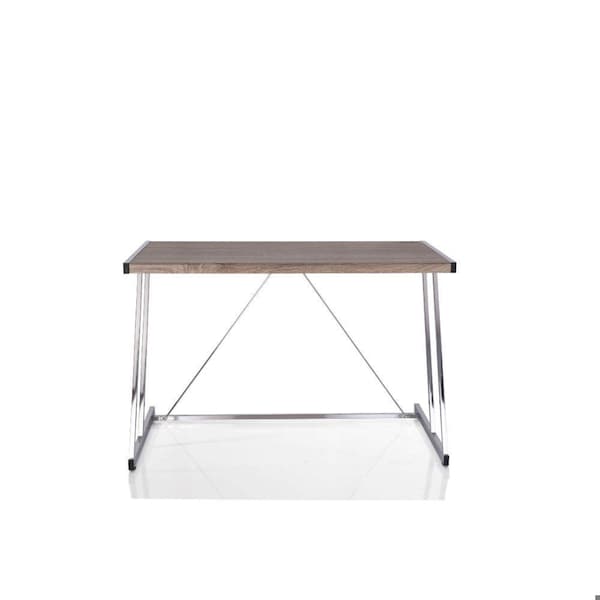 Homeroots 32 x 47 x 47 in. Finis Writing Desk with USB Dock Weathered Oak & Chrome - 286398