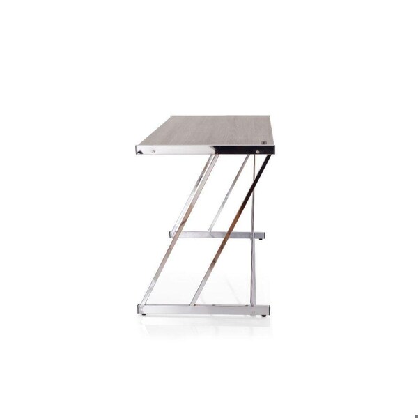 Homeroots 32 x 47 x 47 in. Finis Writing Desk with USB Dock Weathered Oak & Chrome - 286398