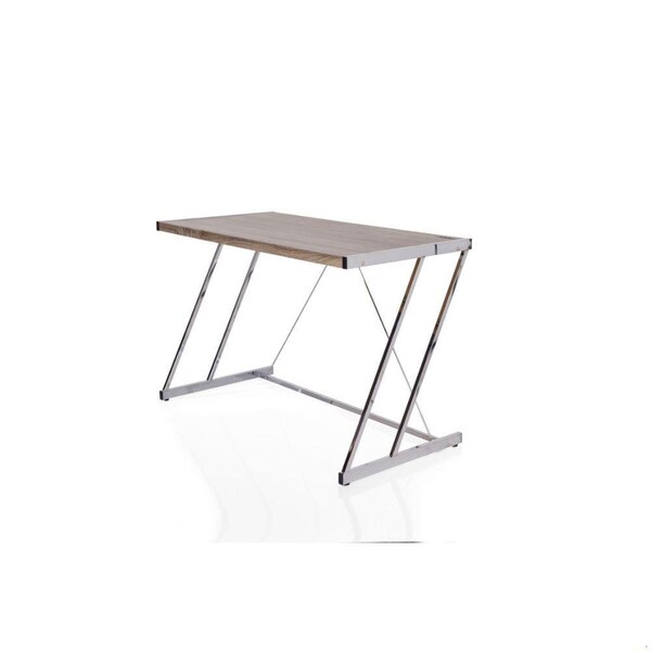 Homeroots 32 x 47 x 47 in. Finis Writing Desk with USB Dock Weathered Oak & Chrome - 286398