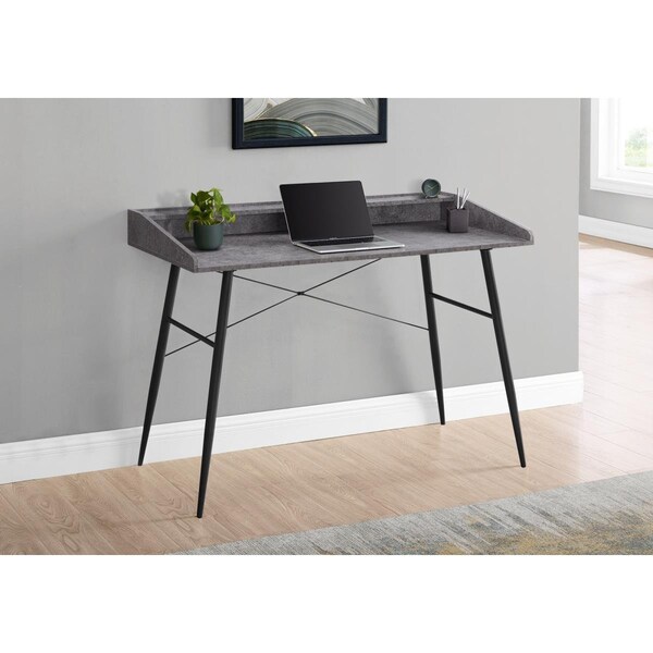 Daphnes Dinnette 48 in. Metal Computer Desk Grey Stone-Look - Black - DA3061494