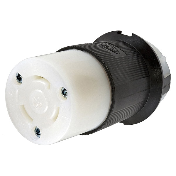 Hubbell 30A Twist-Lock Connector 2P 3W 125VAC L5-30R BK/WT - HBL2613