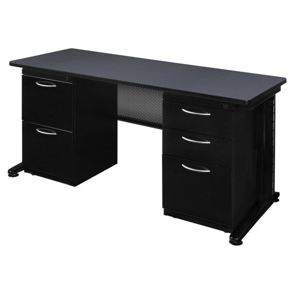 Fusion Pedestal Desk Desks > Pedestal Desks > Fusion Double Pedestal Desks, 30 D X 29 H, 66 W X Wood|Metal - MDP6630GY