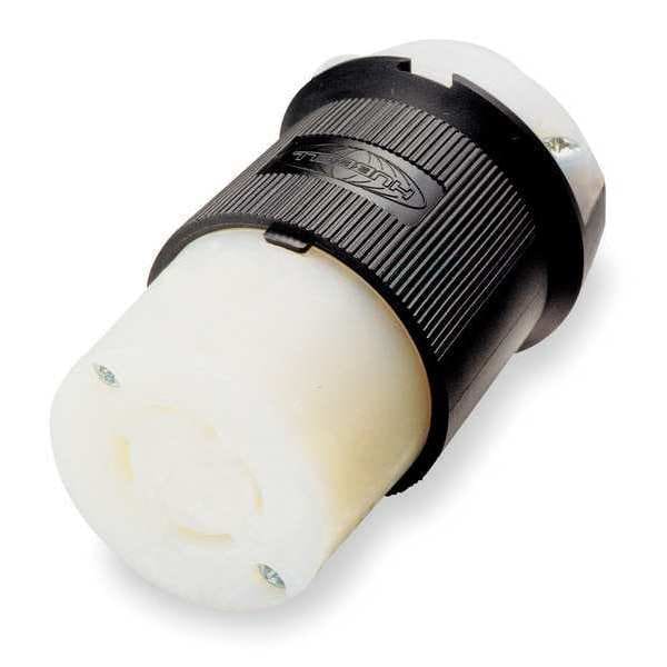 Hubbell 15/10A Twist-Lock Connector 3P 3W 125/250VAC BK/WT - HBL7565C