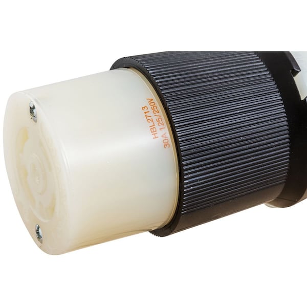 Hubbell 30A Twist-Lock Connector 3P 4W 125/250VAC L14-30R BK/WT - HBL2713