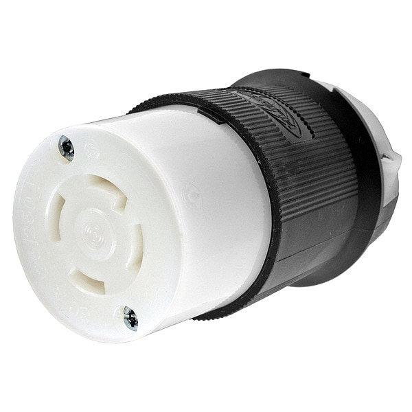 Hubbell 30A Twist-Lock Connector 3P 4W 125/250VAC L14-30R BK/WT - HBL2713