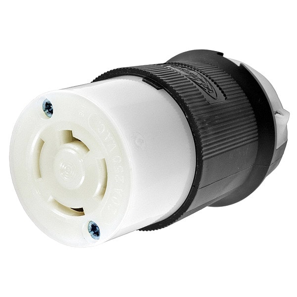 Hubbell 20A Locking Connector 3P 4W 250VAC BK/WT - HBL7413GCB