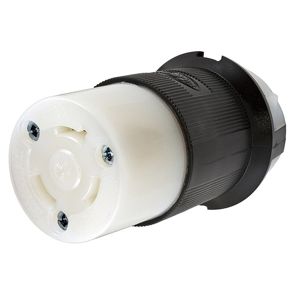 Hubbell 30A Twist-Lock Connector 2P 3W 480VAC L8-30R BK/WT - HBL2643