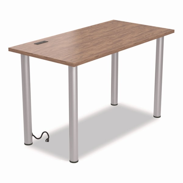 Union & Scale Essentials Writing Table-Desk with Integrated Power Management, Espresso/Aluminum - UN59690-CC