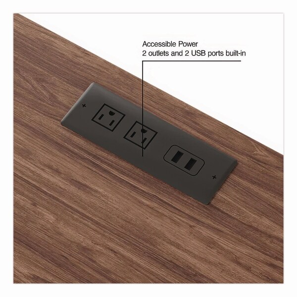 Union & Scale Essentials Writing Table-Desk with Integrated Power Management, Espresso/Aluminum - UN59690-CC
