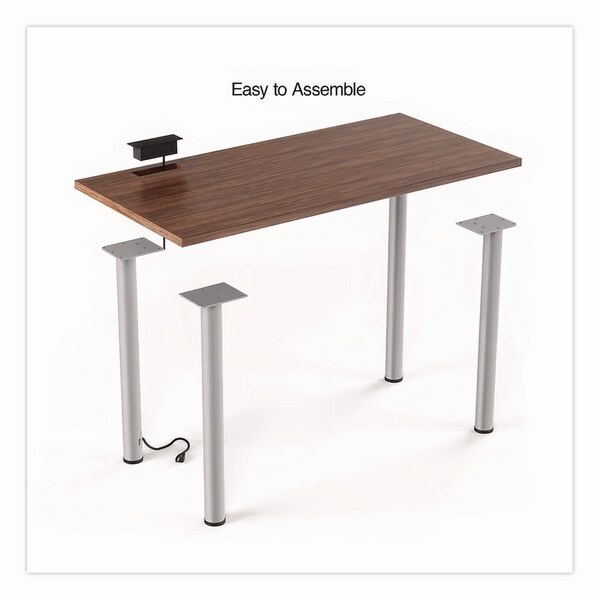 Union & Scale Essentials Writing Table-Desk with Integrated Power Management, Espresso/Aluminum - UN59690-CC