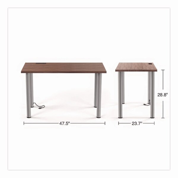 Union & Scale Essentials Writing Table-Desk with Integrated Power Management, Espresso/Aluminum - UN59690-CC