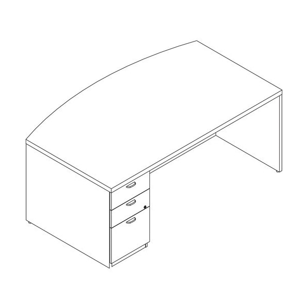 Groupe Lacasse Desk, Bow Front, Left Ped, 72inWx42inDx29-1/2inH, Niagara - LAS72KUF4272SAA