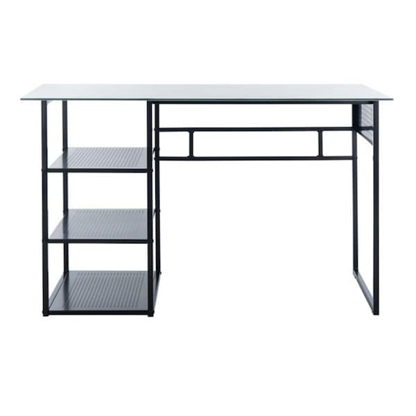 Safavieh Xyla 3 Shelf Glass Top Desk, White & Black - DSK2208A