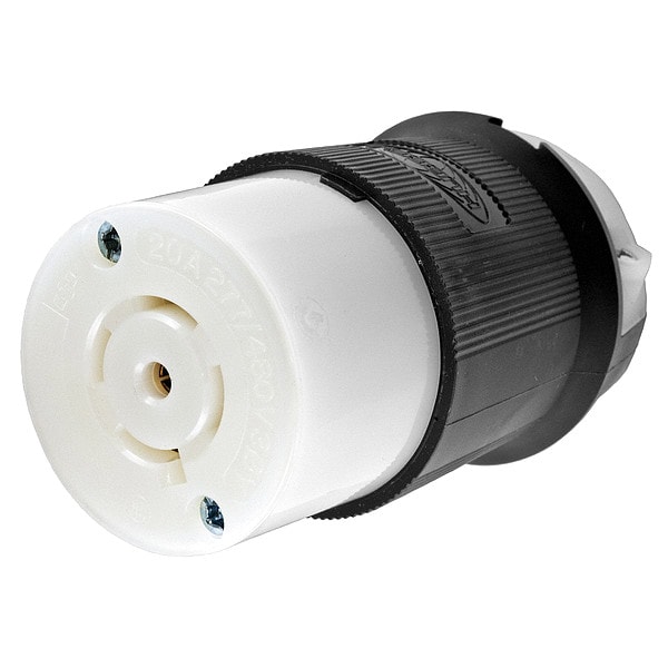 Hubbell 20A Twist-Lock Connector 4P 5W 277/480VAC L22-20R BK/WT - HBL2523