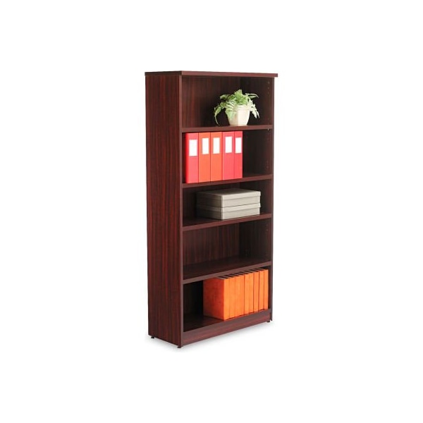 Alera Alera Bookcase with 5 Shelves - 31-3/4"W x 14"D x 65"H - Mahogany - Valencia Series - ALEVA636632MY