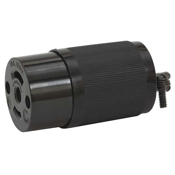 Hubbell 15A Midget Locking Connector 2P 3W 120VAC ML-2R BK - HBL7593
