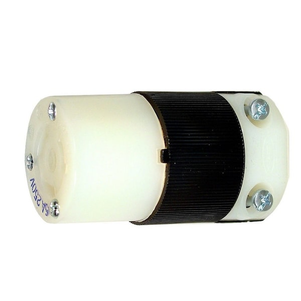 Hubbell 15A Twist-Lock Connector 2P 3W 250VAC L6-15R BK/WT - HBL4579C