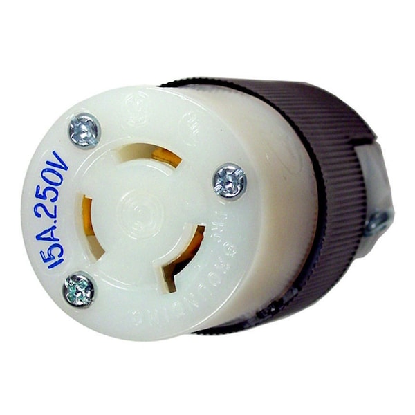 Hubbell 15A Twist-Lock Connector 2P 3W 250VAC L6-15R BK/WT - HBL4579C