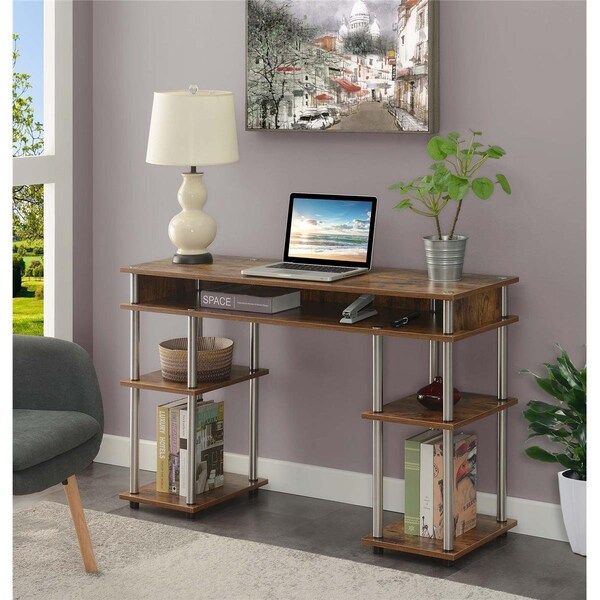 Convenience Concepts 47.25 x 15.75 x 30 in. Designs2Go No Tools Student Desk with Shelves, Brown - 131436BDW