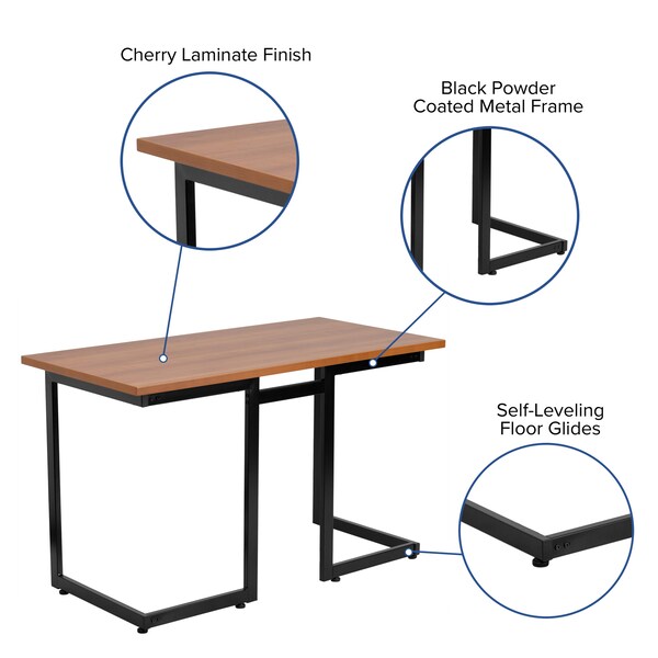 Flash Furniture Computer Desk Computer Desk, Cherry w/Black Frame, 23-5/8" D X 29-1/4" H, 47-1/4" W X Laminate - NAN-JN-2811-GG