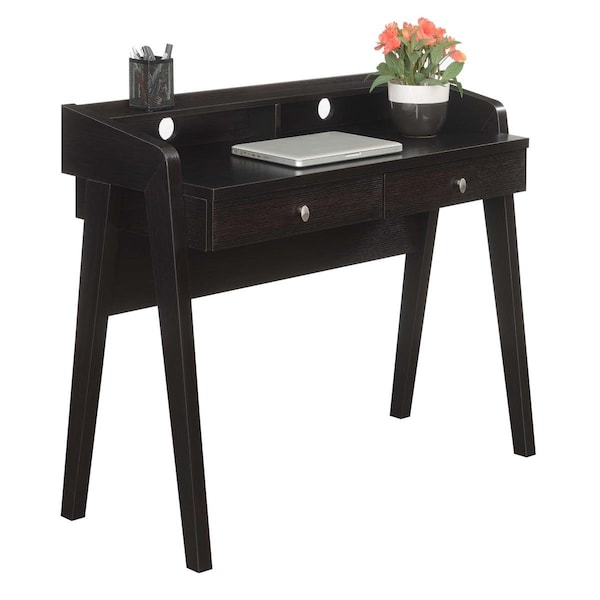 Convenience Concepts Newport Deluxe 2 Drawer Desk with Shelf, Espresso - 125812ES