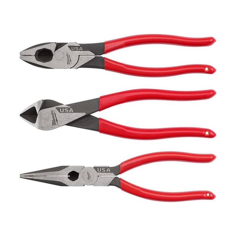 Milwaukee Linesman Plier with 8 in. Long Nose Plier and 8 in. Diagonal Plier - MT500-MT508-MT505