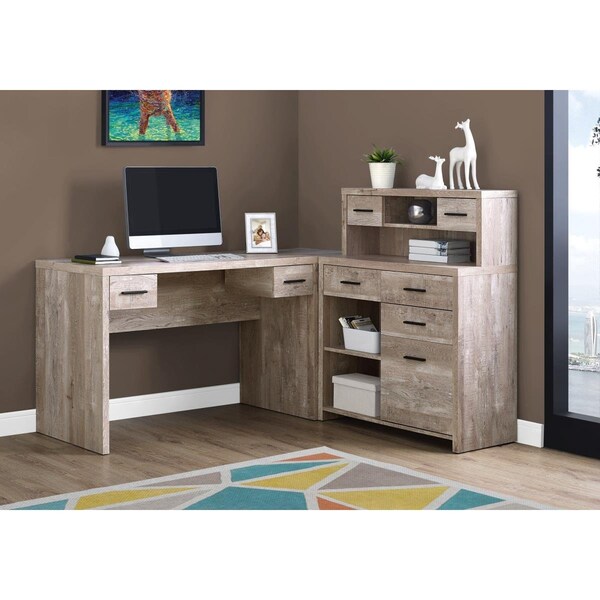 Gfancy Fixtures 44.75 in. Taupe Reclaimed Wood Particle Board, Laminate & MDF Computer Desk - GF2456709