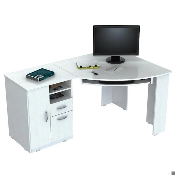 Homeroots Corner Computer Desk - Melamine and Engineered wood - 249807