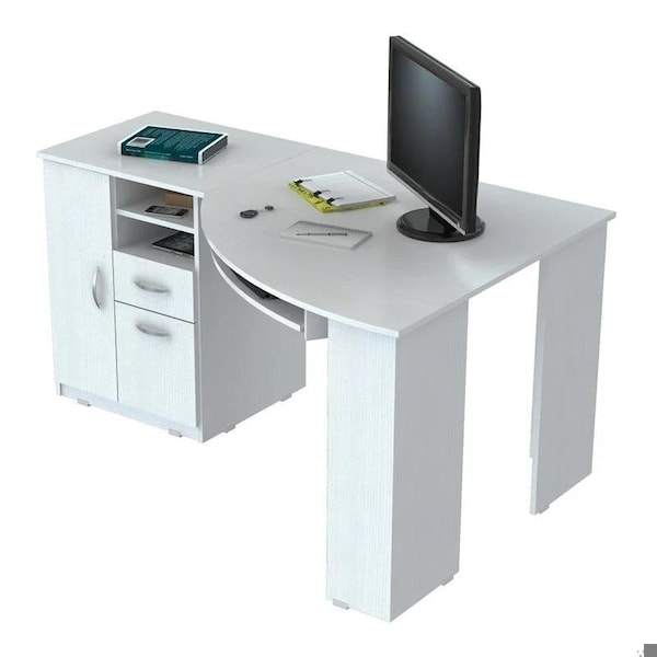Homeroots Corner Computer Desk - Melamine and Engineered wood - 249807