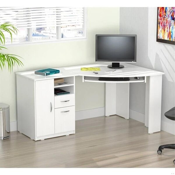 Homeroots Corner Computer Desk - Melamine and Engineered wood - 249807