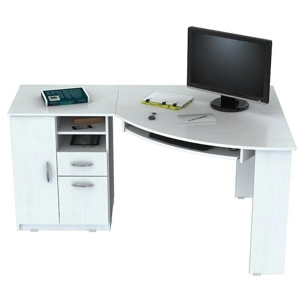 Homeroots Corner Computer Desk - Melamine and Engineered wood - 249807