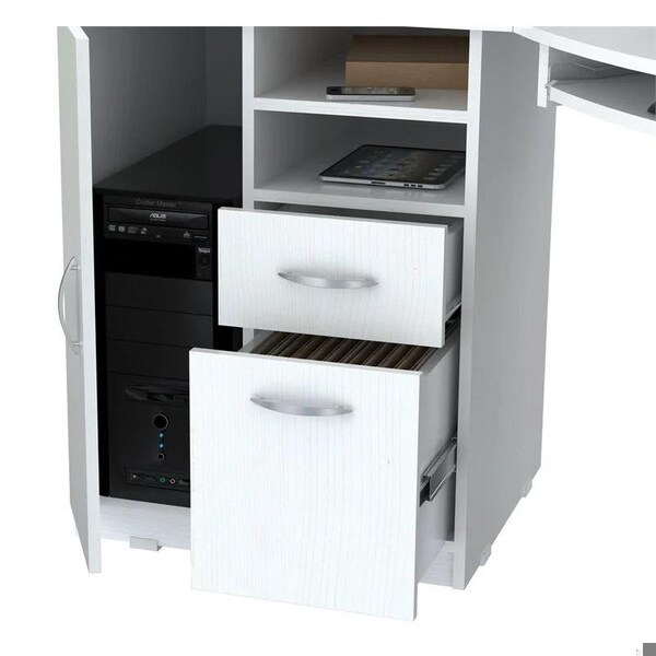 Homeroots Corner Computer Desk - Melamine and Engineered wood - 249807