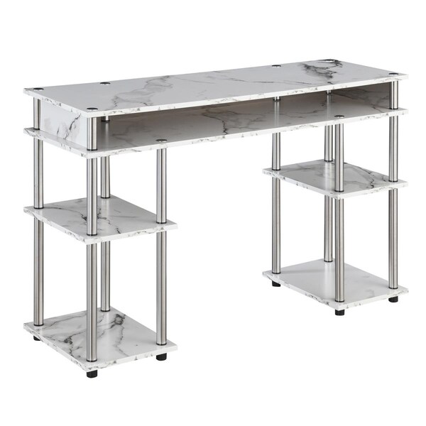 Convenience Concepts Designs2Go No Tools Student Desk Marble, White - HI2540235